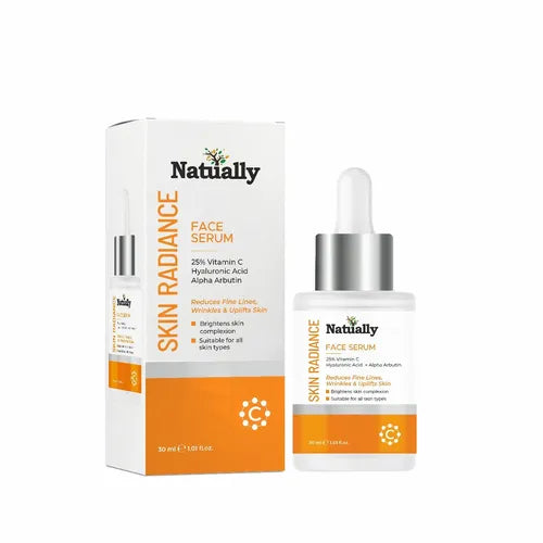 Natually Vitamin-C Face Serum with Hyaluronic Acid and Grape Seed Extract - 30ml