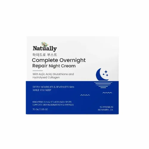 Natually Complete Overnight Repair Night Cream – With Collagen, Hyaluronic Acid, Glutathione, Kojic Acid & peptides